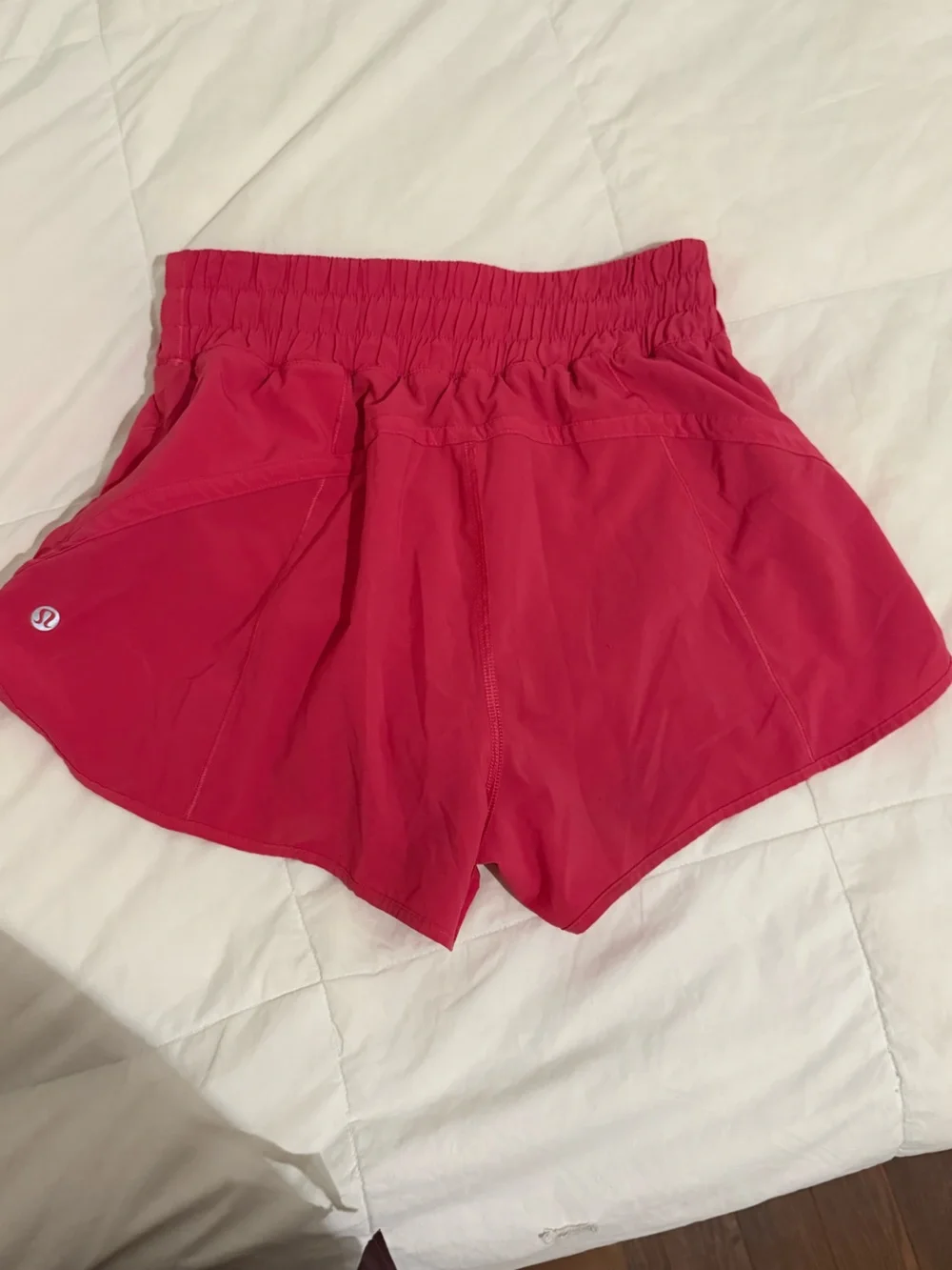 lululemon athletica Women's Bright Pink Smocked Waist Running Shorts